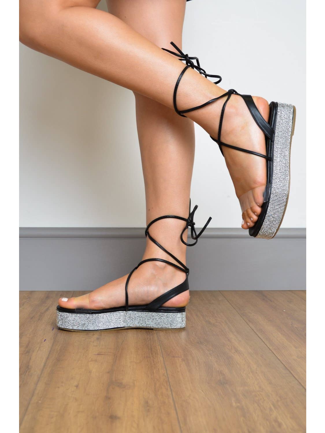 Black platform sandals