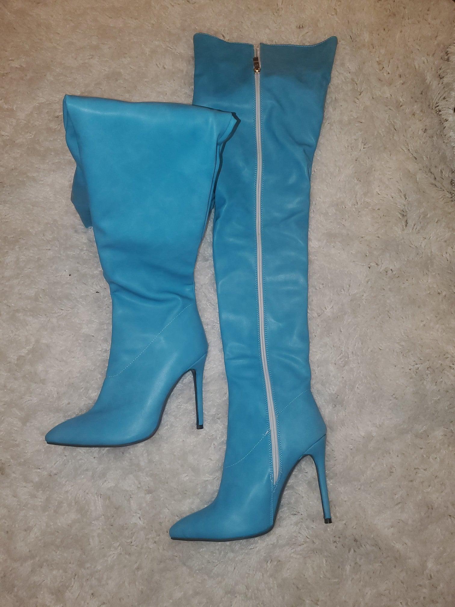 Blue thigh boots - Sweet J's Shoetique LLC